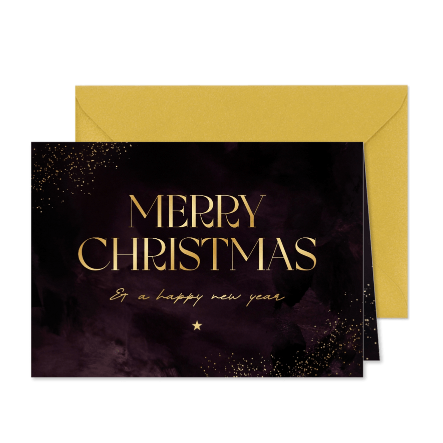Elegante Firmen-Weihachtskarte 'Merry Christmas' Goldschrift - Karteneindruck
