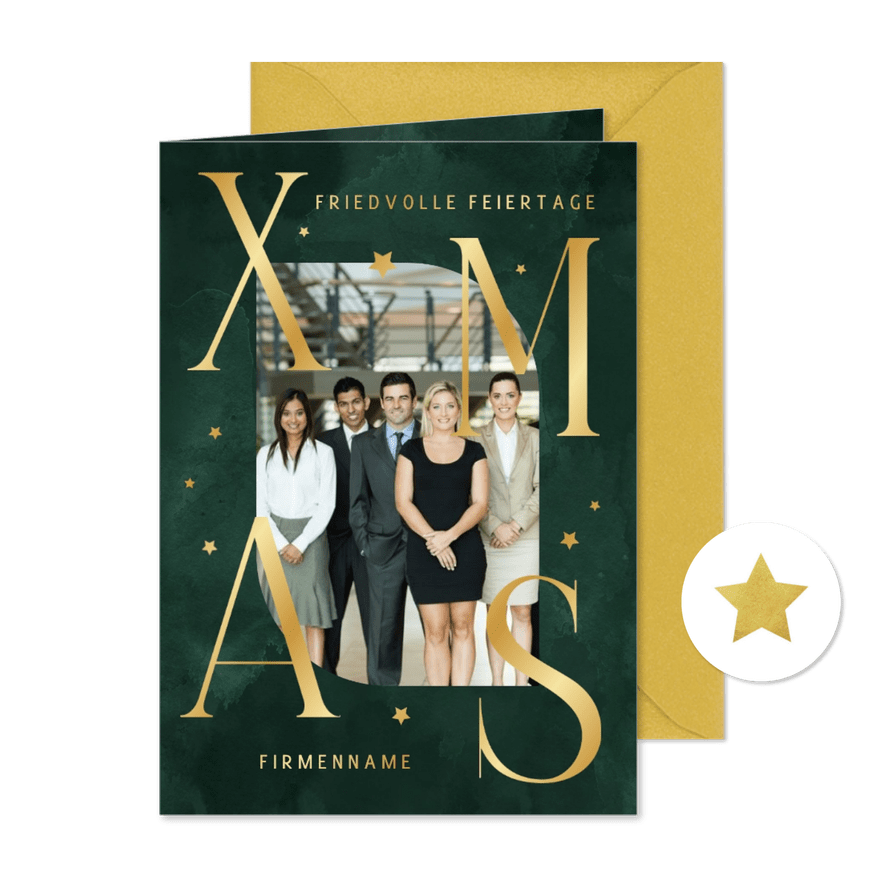 Elegante Weihnachtskarte geschäftliche 'XMAS' - Karteneindruck