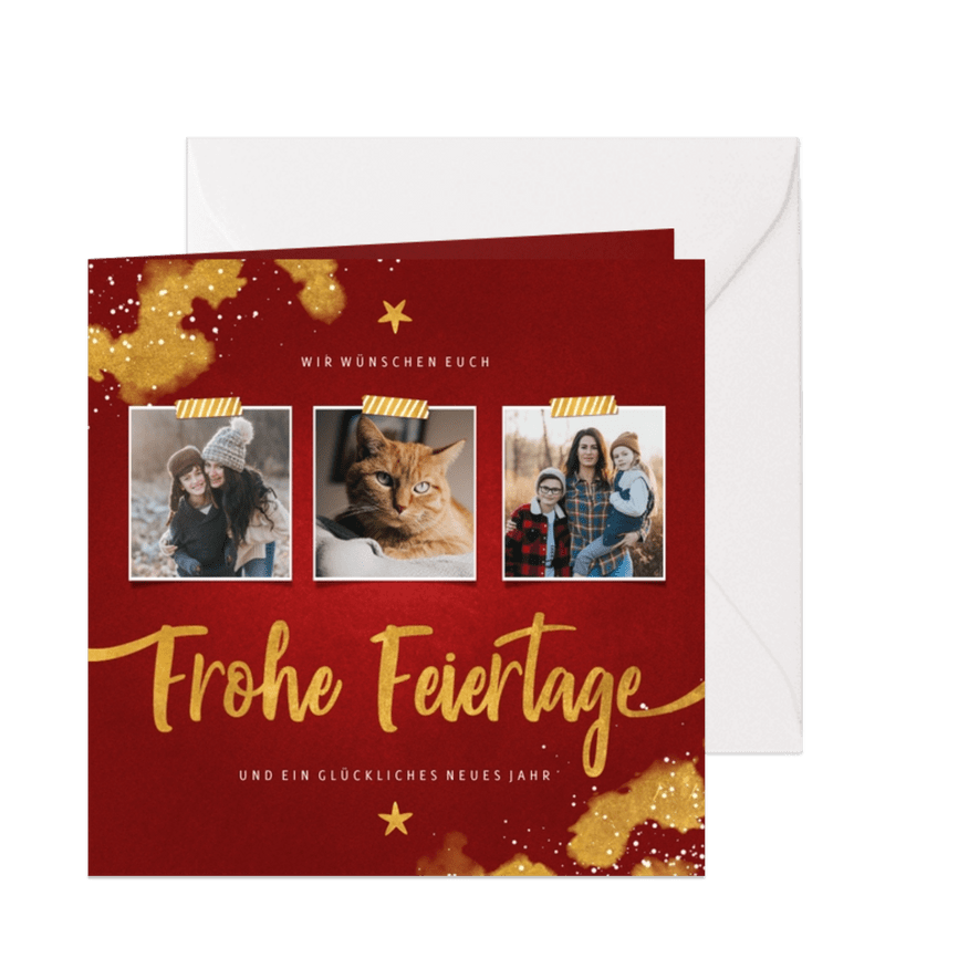 Elegante Weihnachtskarte mit drei Fotos - Karteneindruck
