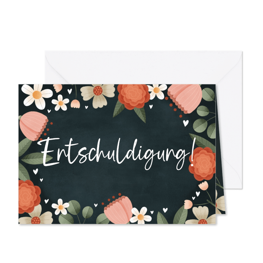 Entschuldigungskarte bunte Blumen - Karteneindruck