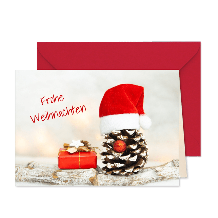FairTrade-Weihnachtsgrüße Tannenzapfen-Weihnachtsmann - Karteneindruck