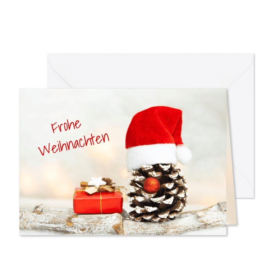 FairTrade-Weihnachtsgrüße Tannenzapfen-Weihnachtsmann - Karteneindruck

