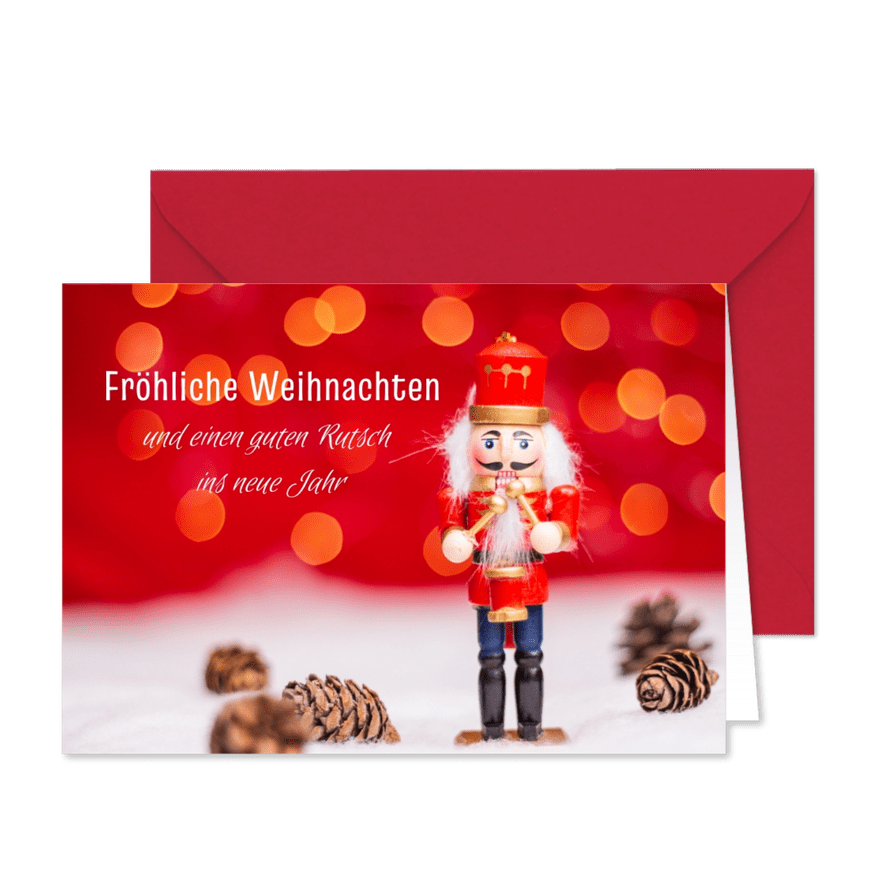 FairTrade-Weihnachtsgrußkarte geschäftlich mit Nussknacker - Karteneindruck
