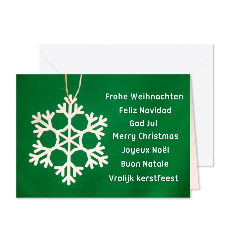 FairTrade Weihnachtskarte geschäftlich weißer Holzstern - Karteneindruck