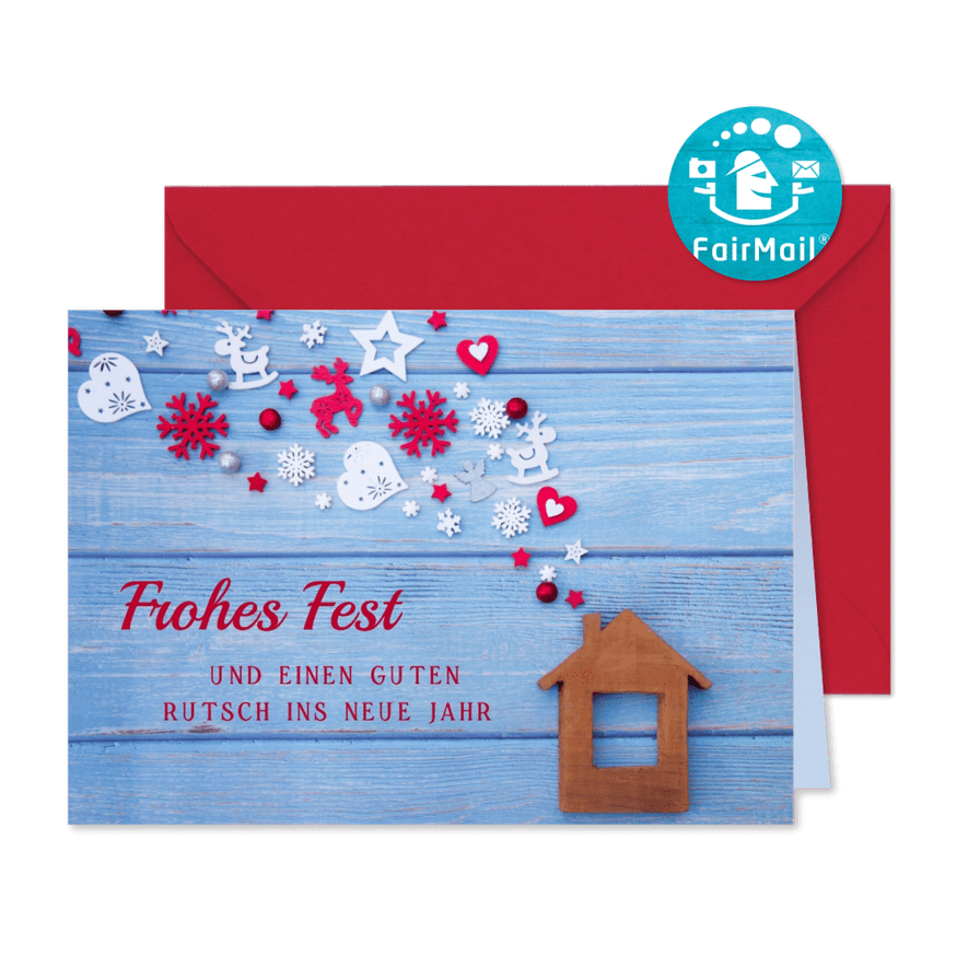 FairTrade-Weihnachtskarte mit Häuschen - Karteneindruck
