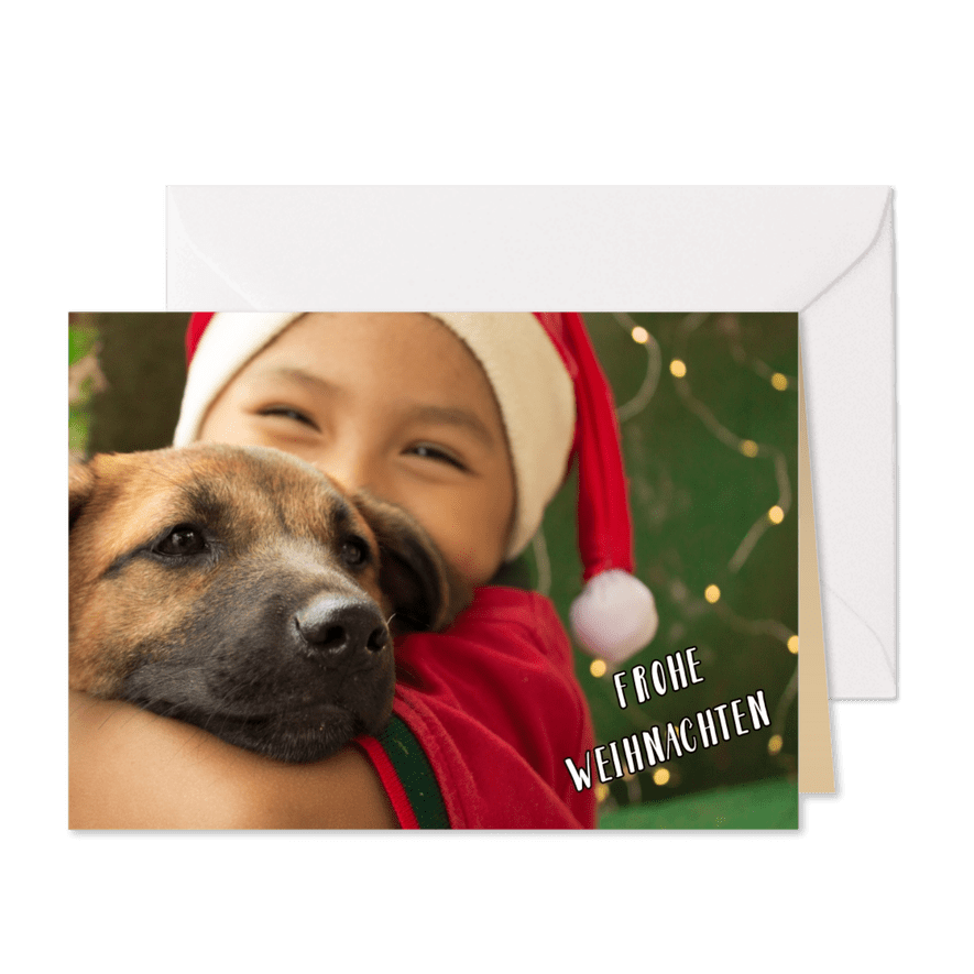 FairTrade-Weihnachtskarte mit Hund, geschäftlich - Karteneindruck
