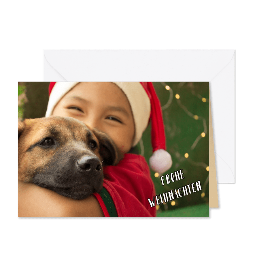 FairTrade-Weihnachtskarte mit Hund, geschäftlich - Karteneindruck
