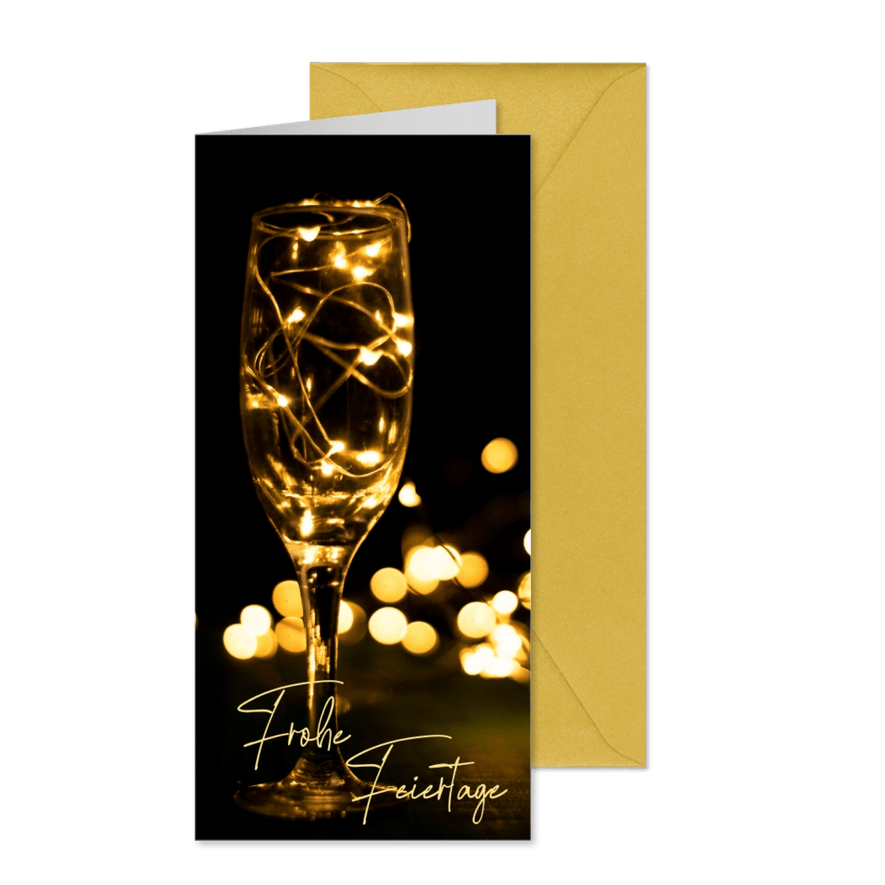 FairTrade Weihnachtskarte mit Sektglas, geschäftlich - Karteneindruck