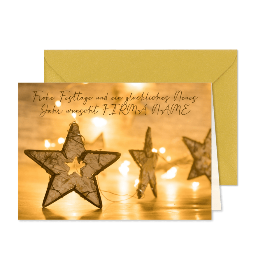 FairTrade-Weihnachtskarte Sterne und Lichter, geschäftlich - Karteneindruck

