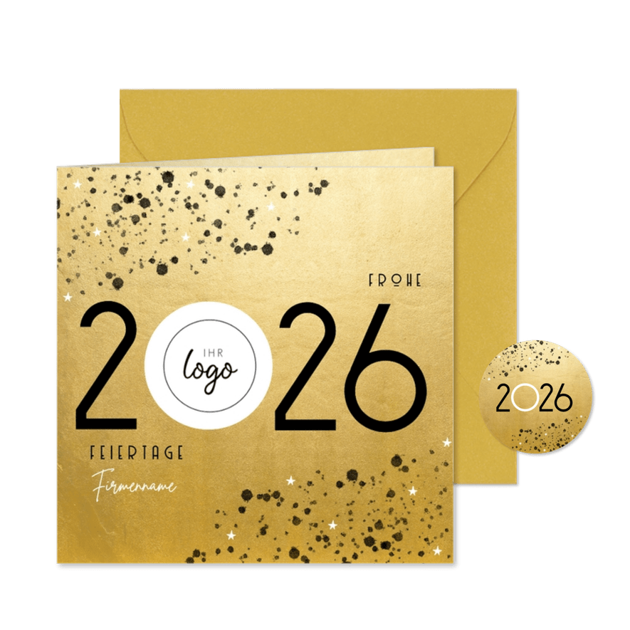 Firmen-Neujahrskarte Goldoptik Jahreszahl - Karteneindruck
