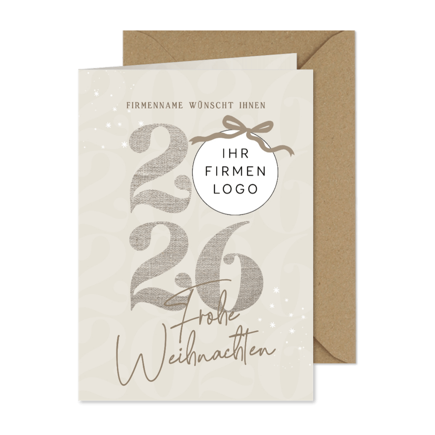 Firmen-Weihnachtskarte 2026 beige  - Karteneindruck
