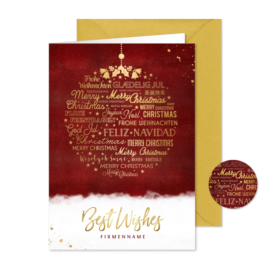 Firmen-Weihnachtskarte Christbaumkugel Weihnachtswünsche - Karteneindruck