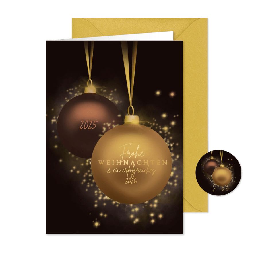 Firmen-Weihnachtskarte elegante Weihnachtskugeln - Karteneindruck