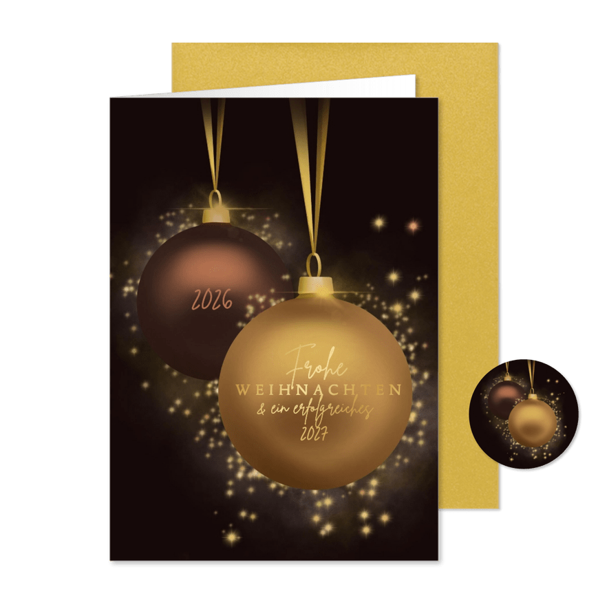 Firmen-Weihnachtskarte elegante Weihnachtskugeln - Kartenvorschau
