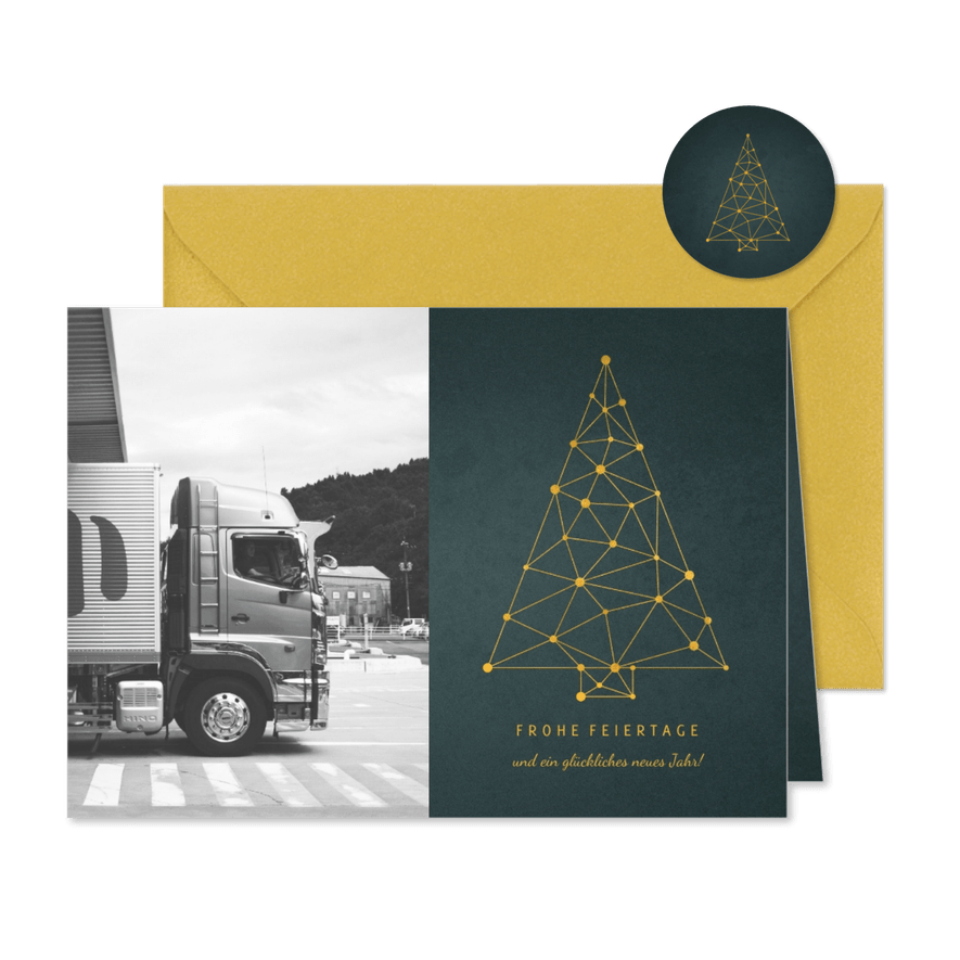 Firmen-Weihnachtskarte Foto & Weihnachtsbaum Verbindungen - Kartenvorschau
