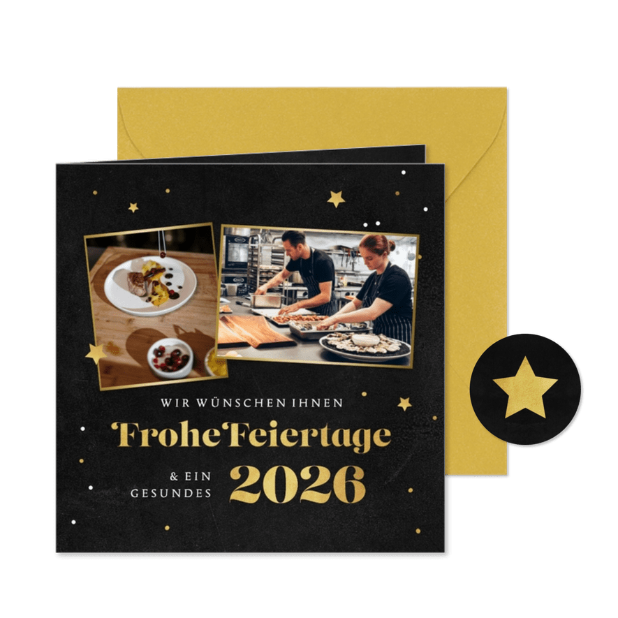 Firmen-Weihnachtskarte Gastronomie mit Fotocollage - Karteneindruck
