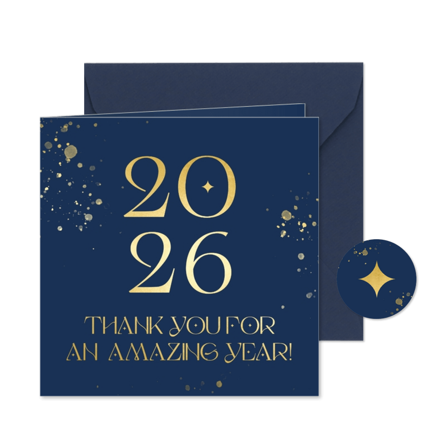 Firmen-Weihnachtskarte Goldlook 'Amazing year' - Karteneindruck
