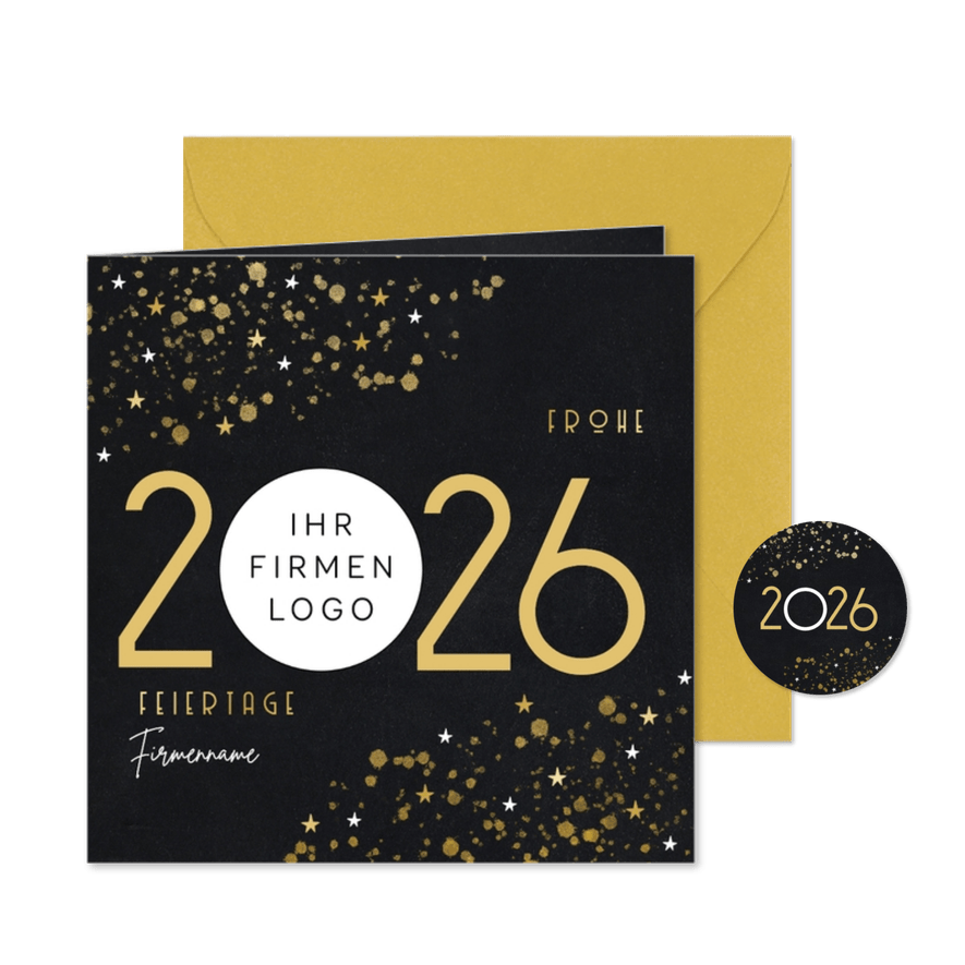 Firmen-Weihnachtskarte große Jahreszahl mit Logo - Karteneindruck