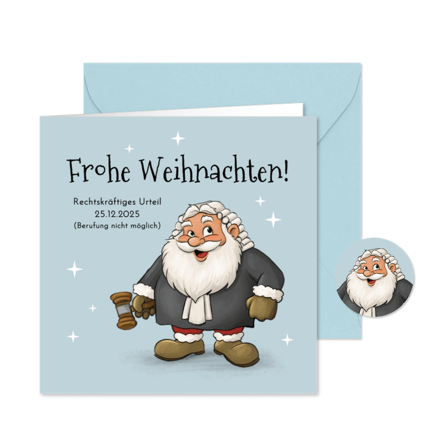 Firmen-Weihnachtskarte Jurist Weihnachtsmann Richter - Karteneindruck