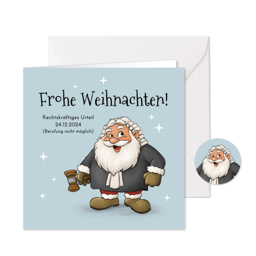 Firmen-Weihnachtskarte Jurist Weihnachtsmann Richter - Karteneindruck
