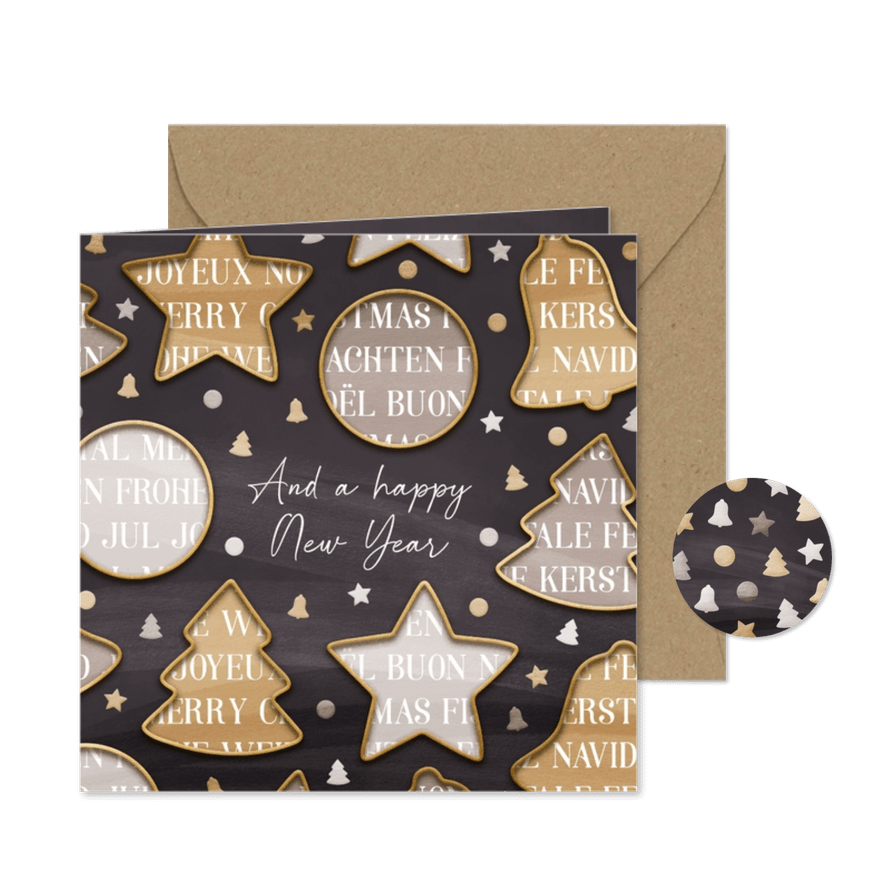 Firmen-Weihnachtskarte Sprachen ausgestanzt - Karteneindruck
