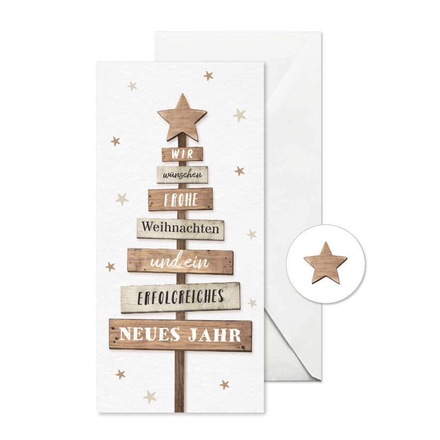 Firmen-Weihnachtskarte Weihnachtsbaum Holz - Karteneindruck