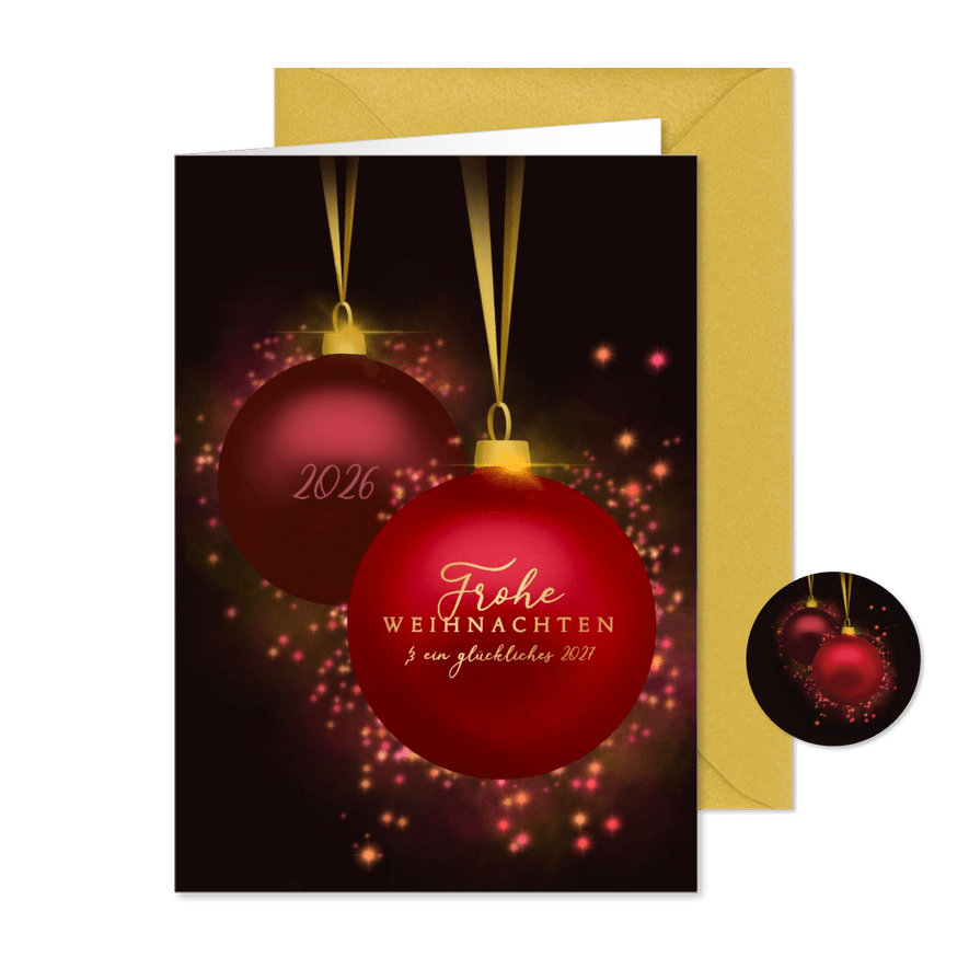 Firmen-Weihnachtskarte Weihnachtskugeln mit Jahreszahlen - Kartenvorschau
