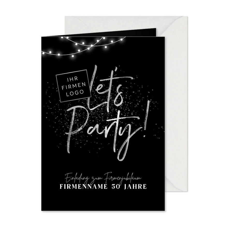 Firmenjubiläum Einladungskarte 'Let's party' - Karteneindruck