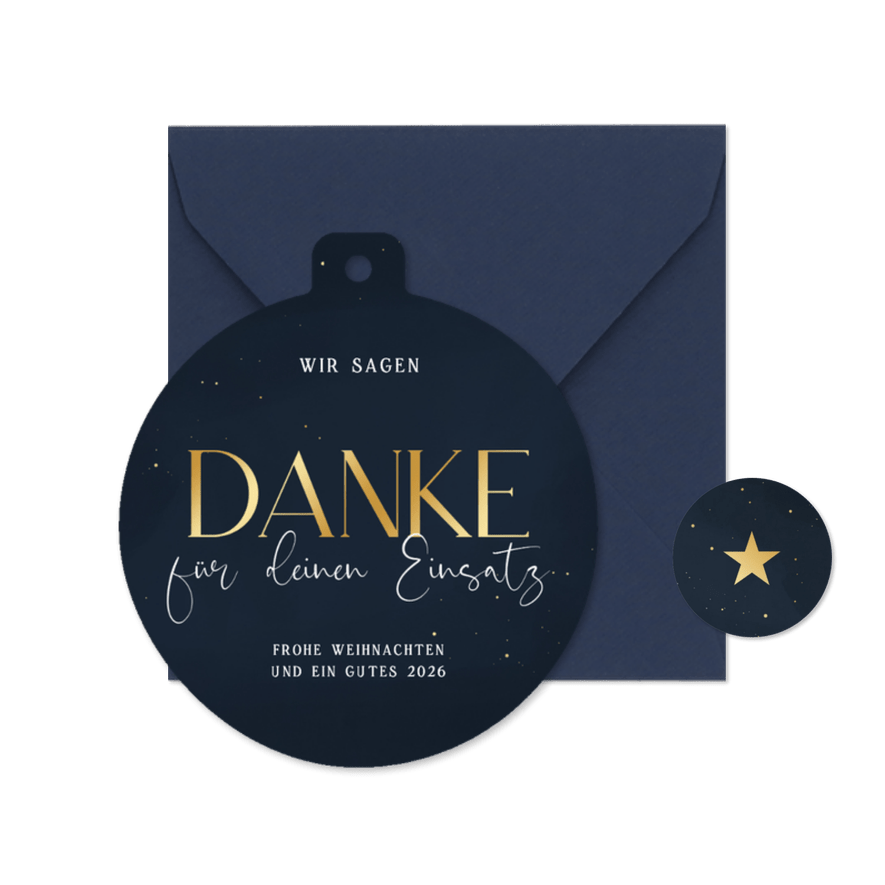 Firmenkarte 'Danke für deinen Einsatz' Mitarbeiter Kugelform - Karteneindruck