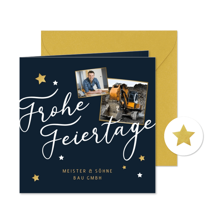 Firmenkarte 'Frohe Feiertage' mit Fotos - Karteneindruck