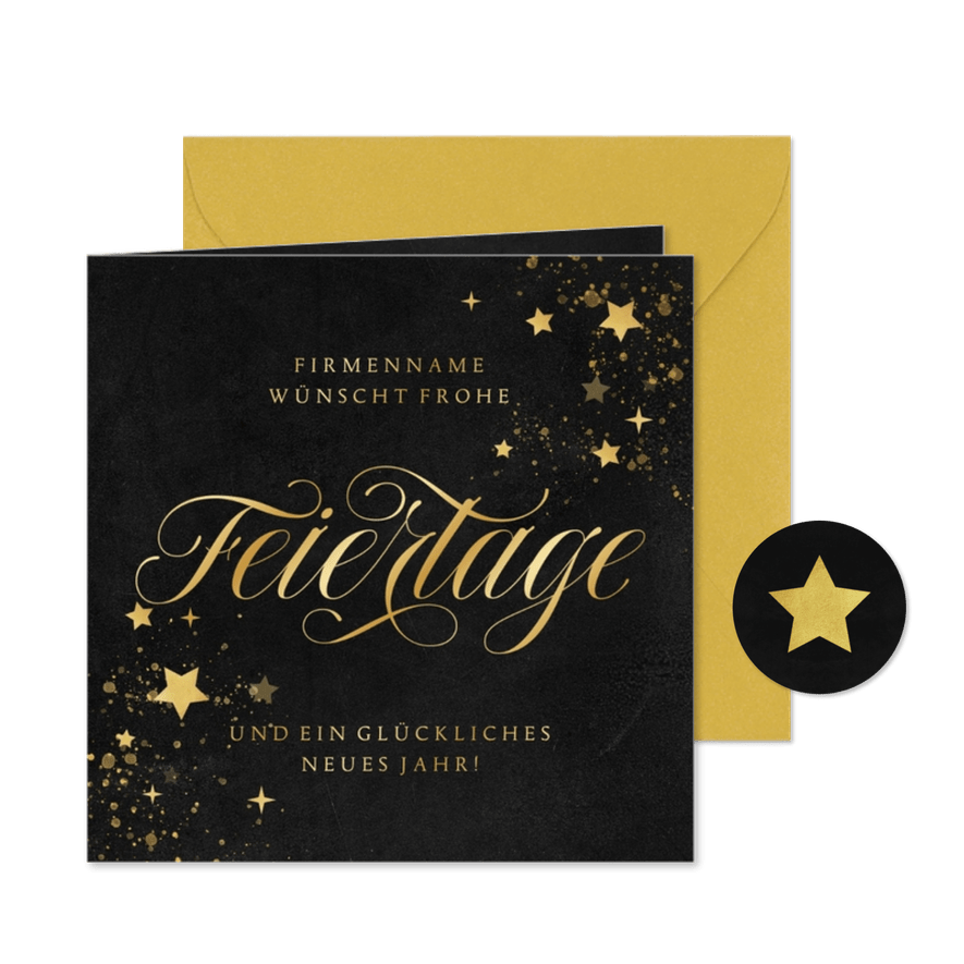 Firmenkarte Weihnachten 'Frohe Feiertage' Schreibschrift - Kartenvorschau
