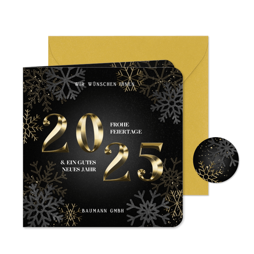 Firmenweihnachtskarte 2025 Goldlook - Karteneindruck
