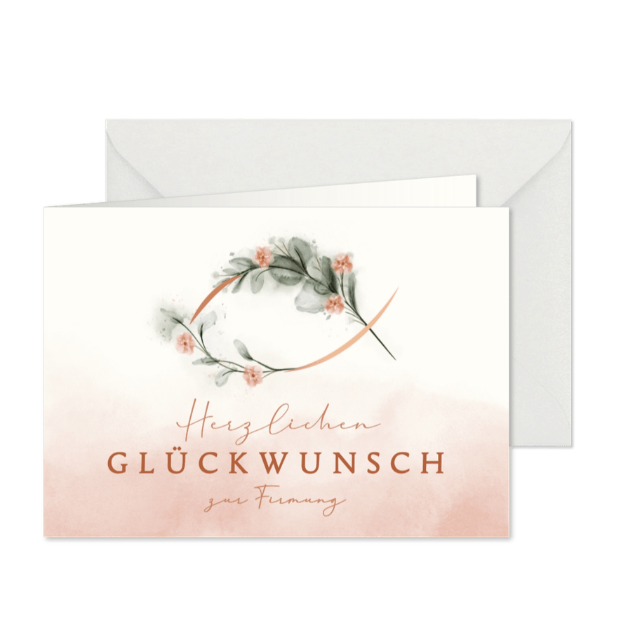 Firmung Glückwunschkarte Ichthys & Zweige Aquarell - Karteneindruck