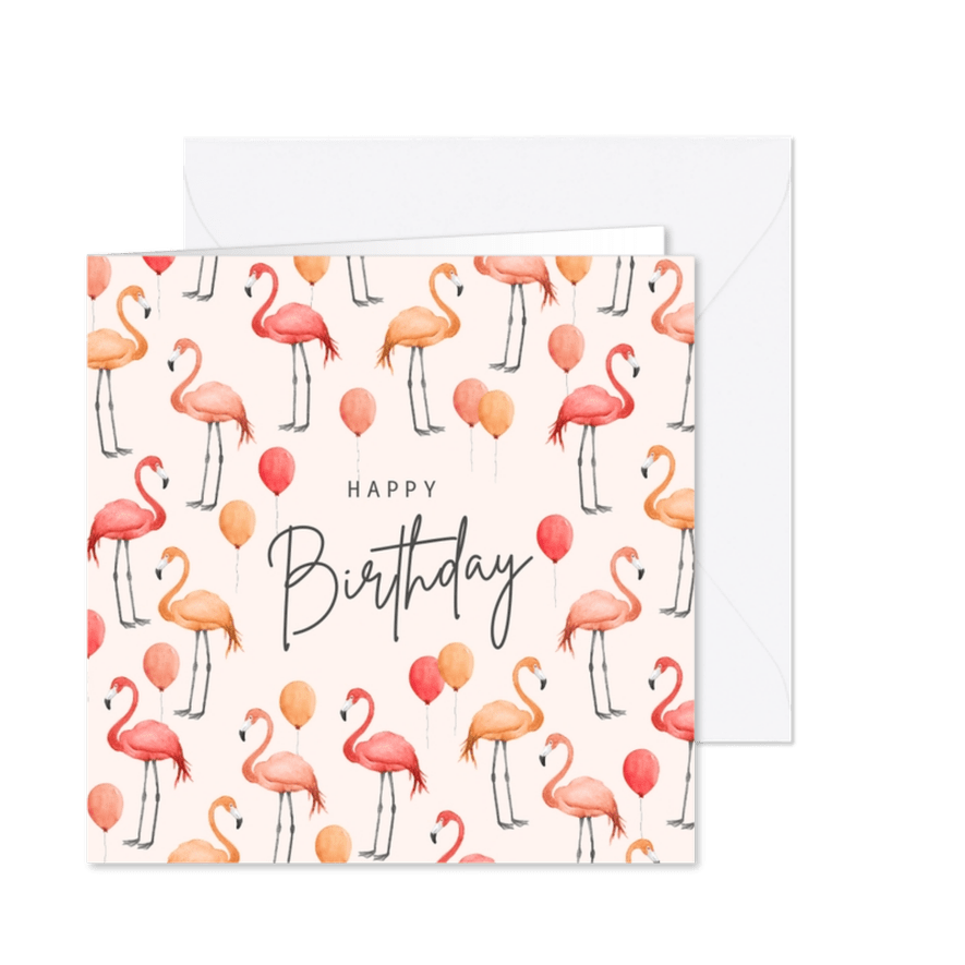 Flamingo-Karte zum Geburtstag - Karteneindruck