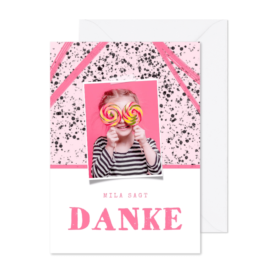 Foto-Dankeskarte Abschied Kindergarten pink - Karteneindruck