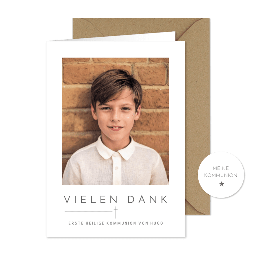 Foto-Dankeskarte Erstkommunion minimalistisch - Karteneindruck