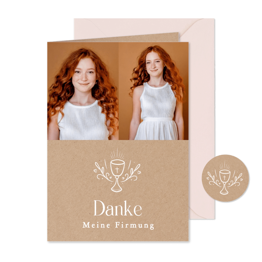 Foto-Dankeskarte Firmung Kelch Lineart - Karteneindruck
