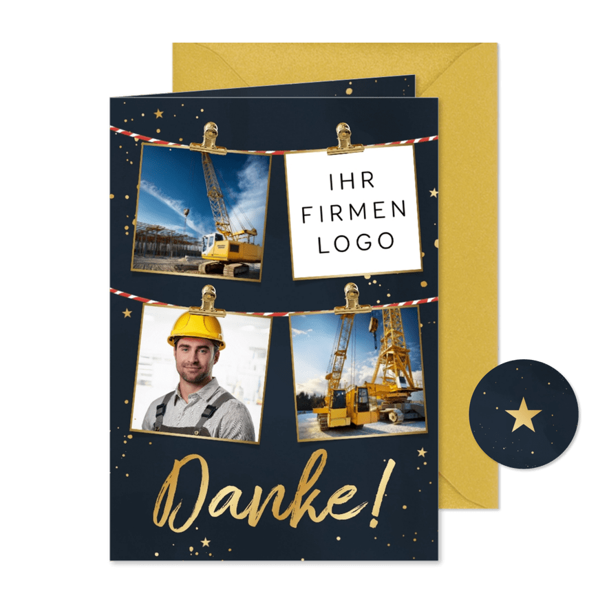 Foto-Dankeskarte geschäftlich Weihnachten Baubranche - Karteneindruck
