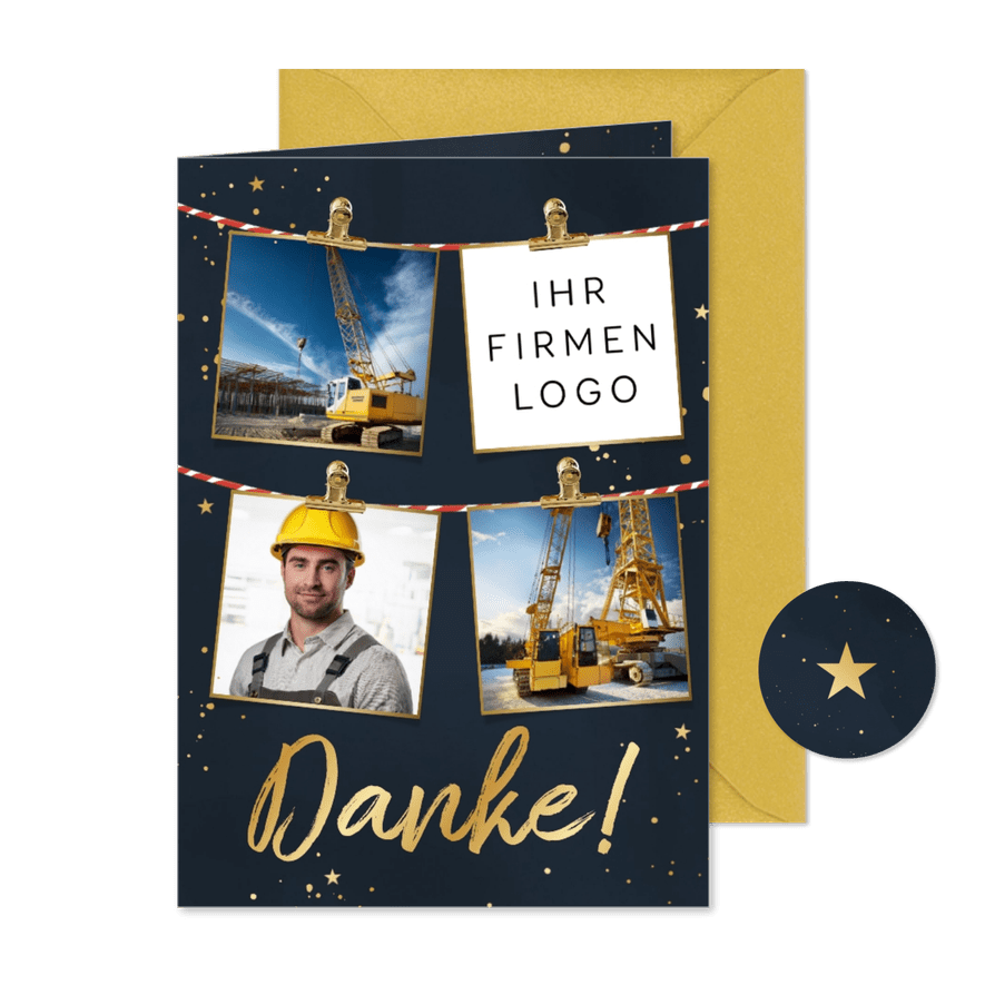 Foto-Dankeskarte geschäftlich Weihnachten Baubranche - Karteneindruck