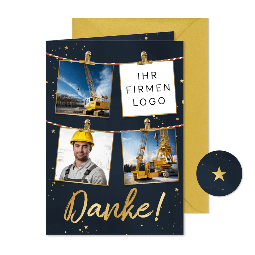 Foto-Dankeskarte geschäftlich Weihnachten Baubranche - Karteneindruck
