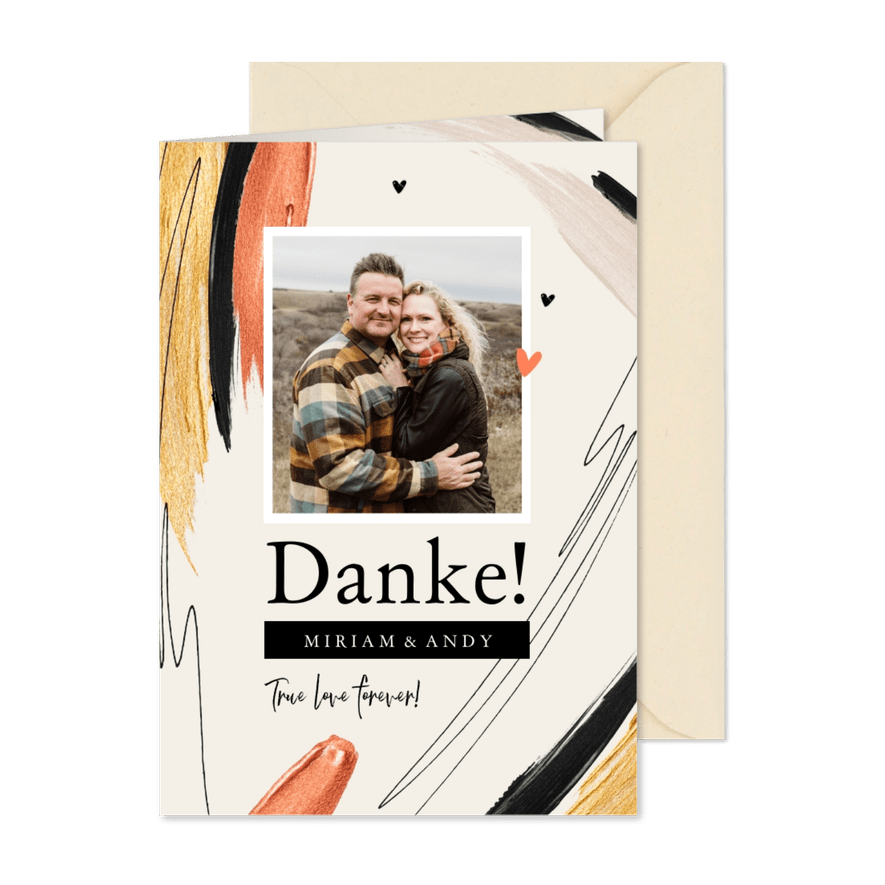 Foto-Dankeskarte Hochzeitsjubiläum grafisch modern - Karteneindruck