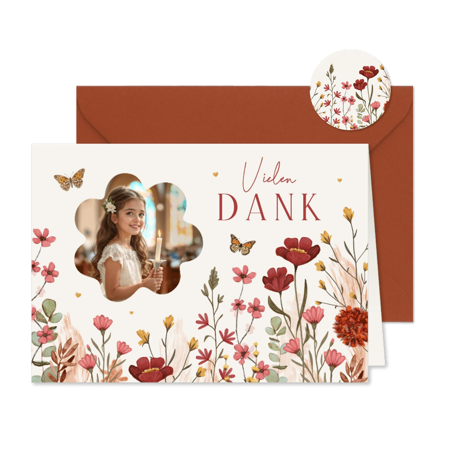 Foto-Dankeskarte Kommunion Wildblumen - Karteneindruck