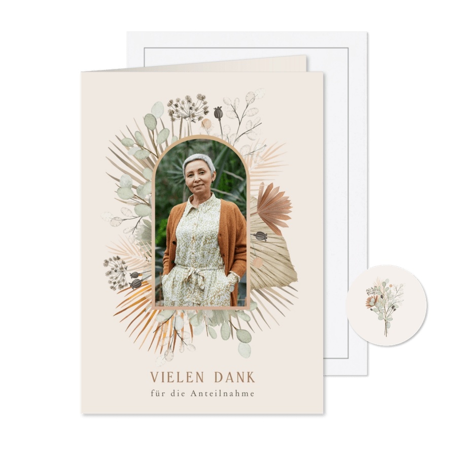 Foto-Dankeskarte Trauer Trockenblumen - Karteneindruck