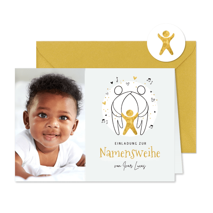 Foto-Einladung Namensweihe Familie - Karteneindruck
