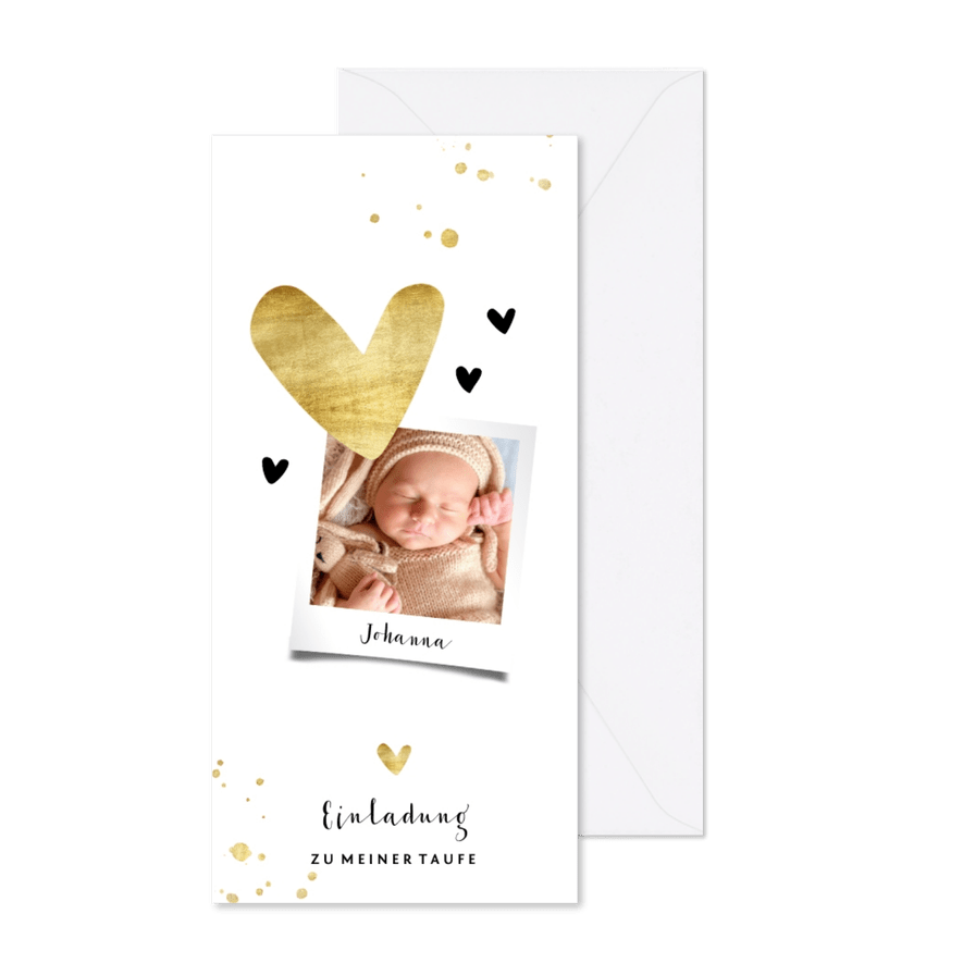 Foto-Einladung zur Taufe Goldschatz - Karteneindruck