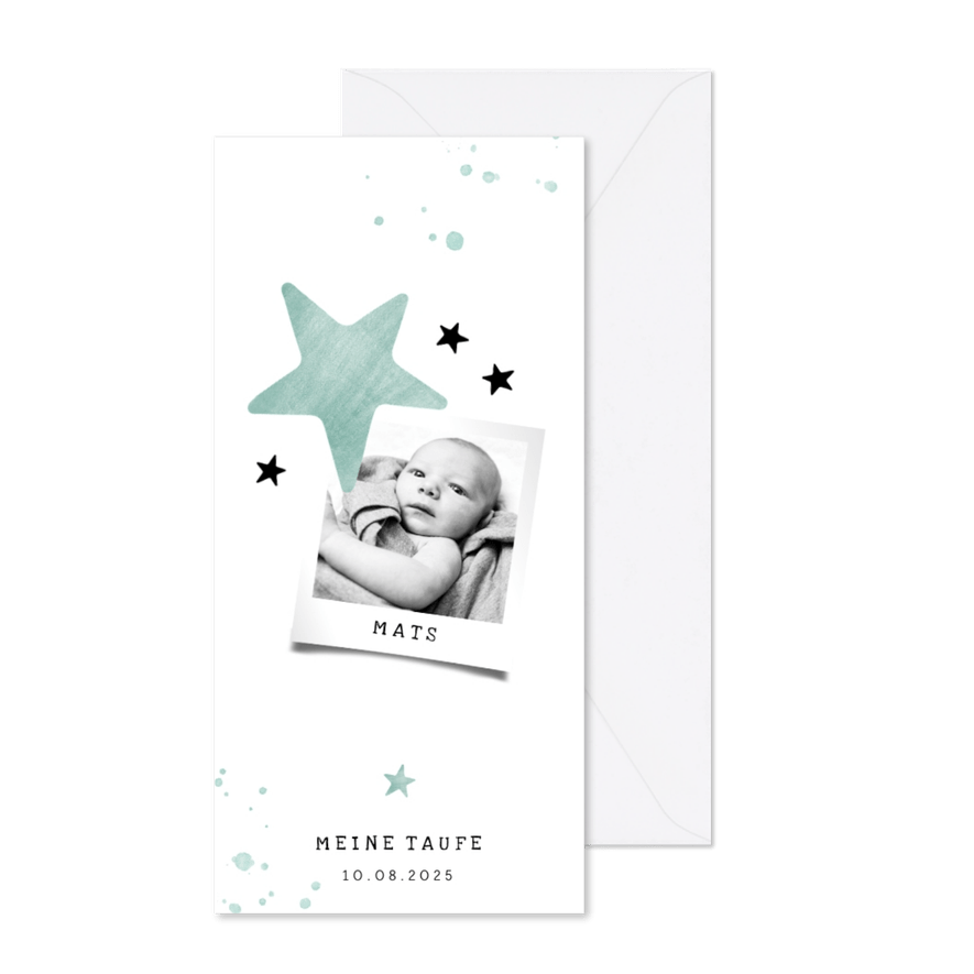 Foto-Einladung zur Taufe Sternenkind - Karteneindruck
