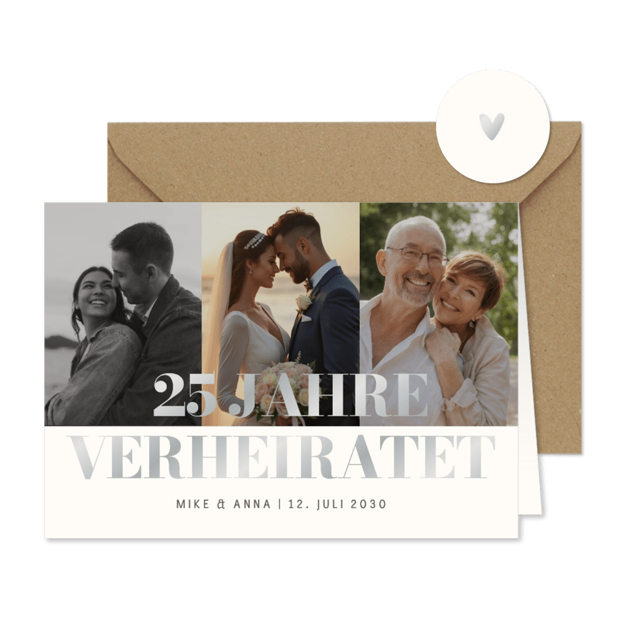 Foto-Einladungskarte 25 Jahre Hochzeitstag Silberhochzeit  - Karteneindruck
