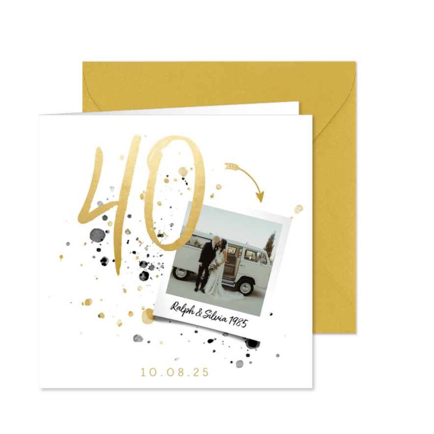 Foto-Einladungskarte 40 Jahre verheiratet - Karteneindruck