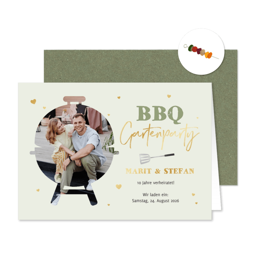 Foto-Einladungskarte BBQ-Gartenparty - Karteneindruck