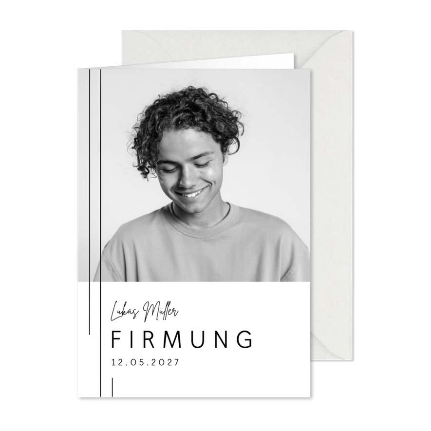 Foto-Einladungskarte Firmung grafisch - Kartenvorschau